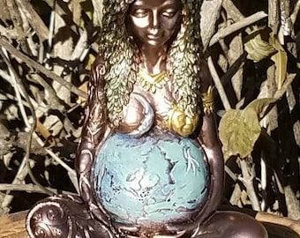 Goddess Statue Chakra Kit Gaia Chakra Selenite Gift Mother Earth Figurine Crystal Occult Heal Reiki Wicca Witch Occult Altar Talisman Pagan