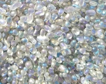 Angel Aura Moonstone Gemstone Chips Medium Nugget No Hole Undrilled For Bottle Jewelry Making Gem Chakra Meditation Yoga Altar Pagan