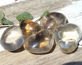 Natural Smoky Citrine Heart Quartz Crystal Palm Stone Worry Altar Healing Chakra Medicine Bag Decor Metaphysical Meaning Wicca Reiki Mineral
