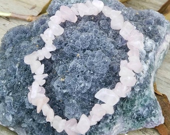 Rose Quartz Crystal Chakra Bracelet Semi Precious Gemstone Stackable Yoga Healing Natural Stone Reiki Charged Crystal Metaphysical Meaning