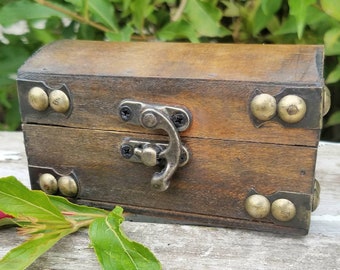 Wooden Treasure Chest Stash Box Altar Gift Crystal Wicca Wiccan Pagan Witch Pirate Storage Incense Jewelry Stand Sphere Raw Gemstone Garden