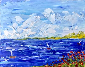 Seascape painting, oil painting, original art