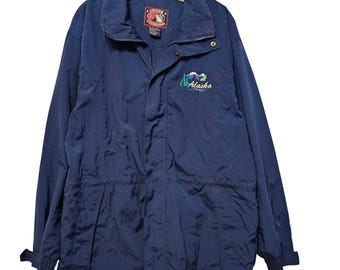 Cruise Outfitters Alaska groot marineblauw windjack heren met volledige ritssluiting en capuchon