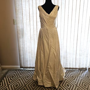 sachin and babi light blue dress Wrap evening dress in taffetas with belt CATHERINE REGEHR for Saks Fifth Av  For Sale at 1stDibs main image 0