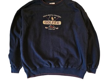 Vintage MC Sport Mens Blue Greatest Golfer Embroidered Crewneck Sweatshirt 2X