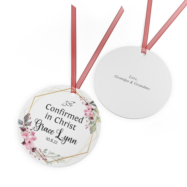 Confirmed In Christ; Personalized Metal Ornaments, Confirmation Keepsake, Confirmation Gift