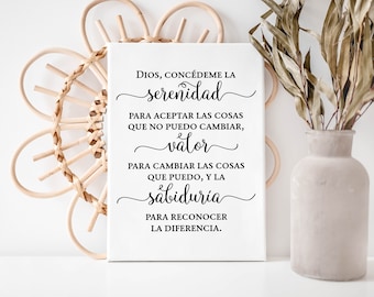 Oración De Serenidad; Serenity Prayer Canvas Spanish Serenity Prayer