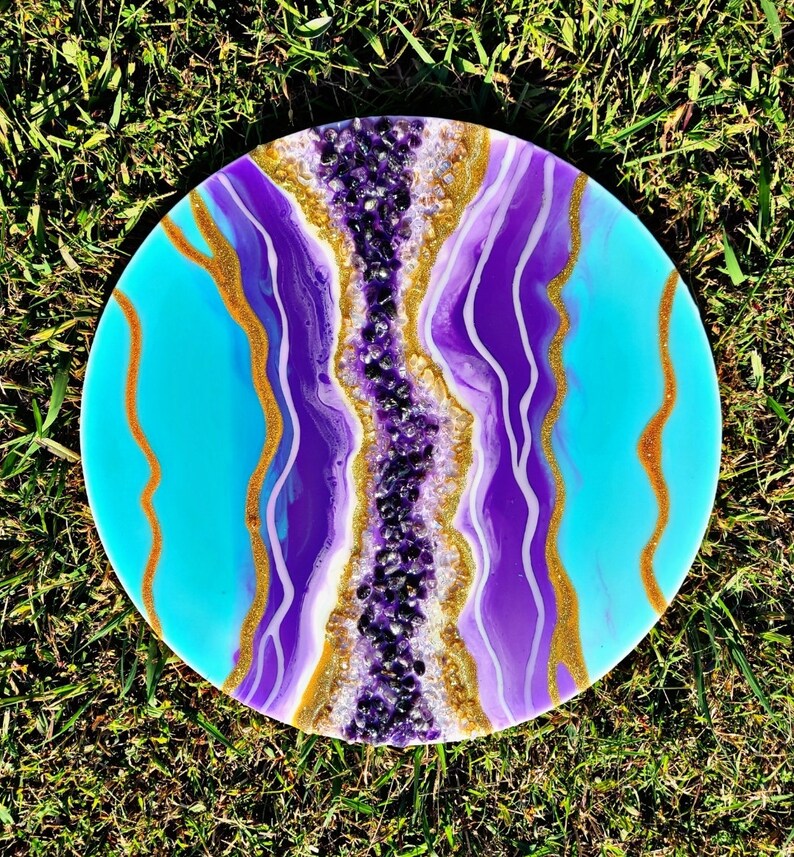 Amethyst & Quartz Crystal Resin Geode Artwork Etsy