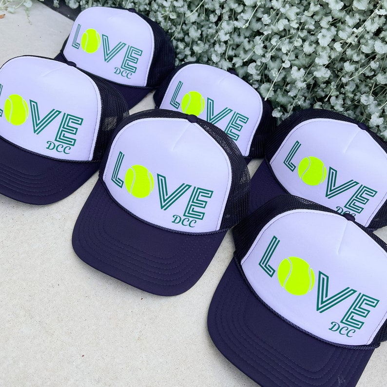 Tennis Team Trucker Hat Cap, Tennis Partner Gift, Tennis Love hat, USTA Doubles, Singles, Team Sports, Custom Design, WTA love image 6