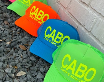 Custom Birthday Trucker Hat Cap, Girls Trip, 40th 50th Gift ideas, Girls Weekend, Customized, Beach, gold, beach babe