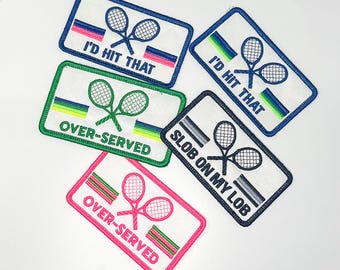 Tennis Patch: Racquets, Lightning Bolt, Rainbow Stripes - Customize