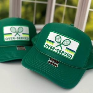 Custom Tennis Trucker Hat Cap, 40th 50th Birthday Gift ideas, Girls Weekend, Customized, team, racquets, team outfits, over served