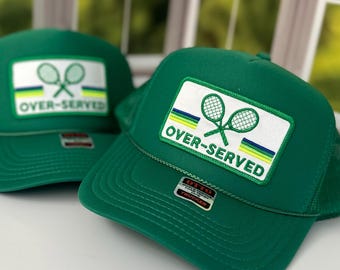 Custom Tennis Trucker Hat Cap, 40th 50th Birthday Gift ideas, Girls Weekend, Customized, team, racquets, team outfits, over served