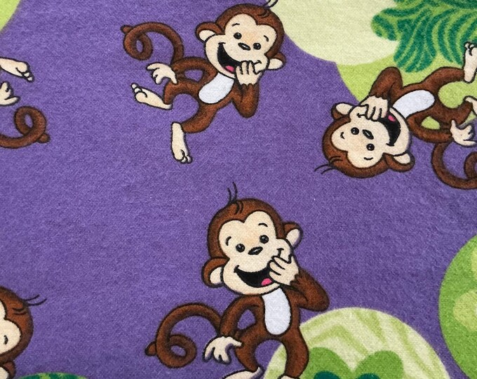 Monkey Flannel Fabric, Dancing Monkey Blanket Purple Fabric, Unisex ...