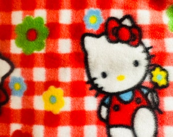 Hello Kitty タータンチェック ブランケット Hello Kitty Fleece Fabric, Red Gingham Print - Etsy