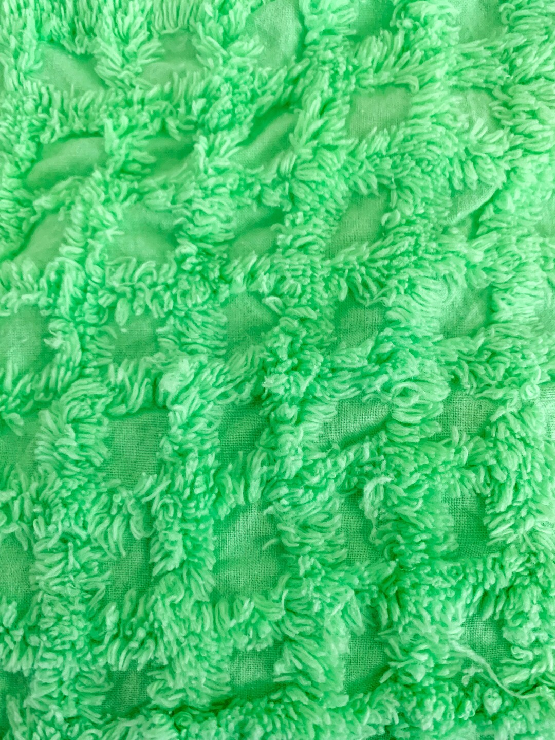 Green Chenille Fabric, Kids Decor ,green Chenille Vintage Fabric