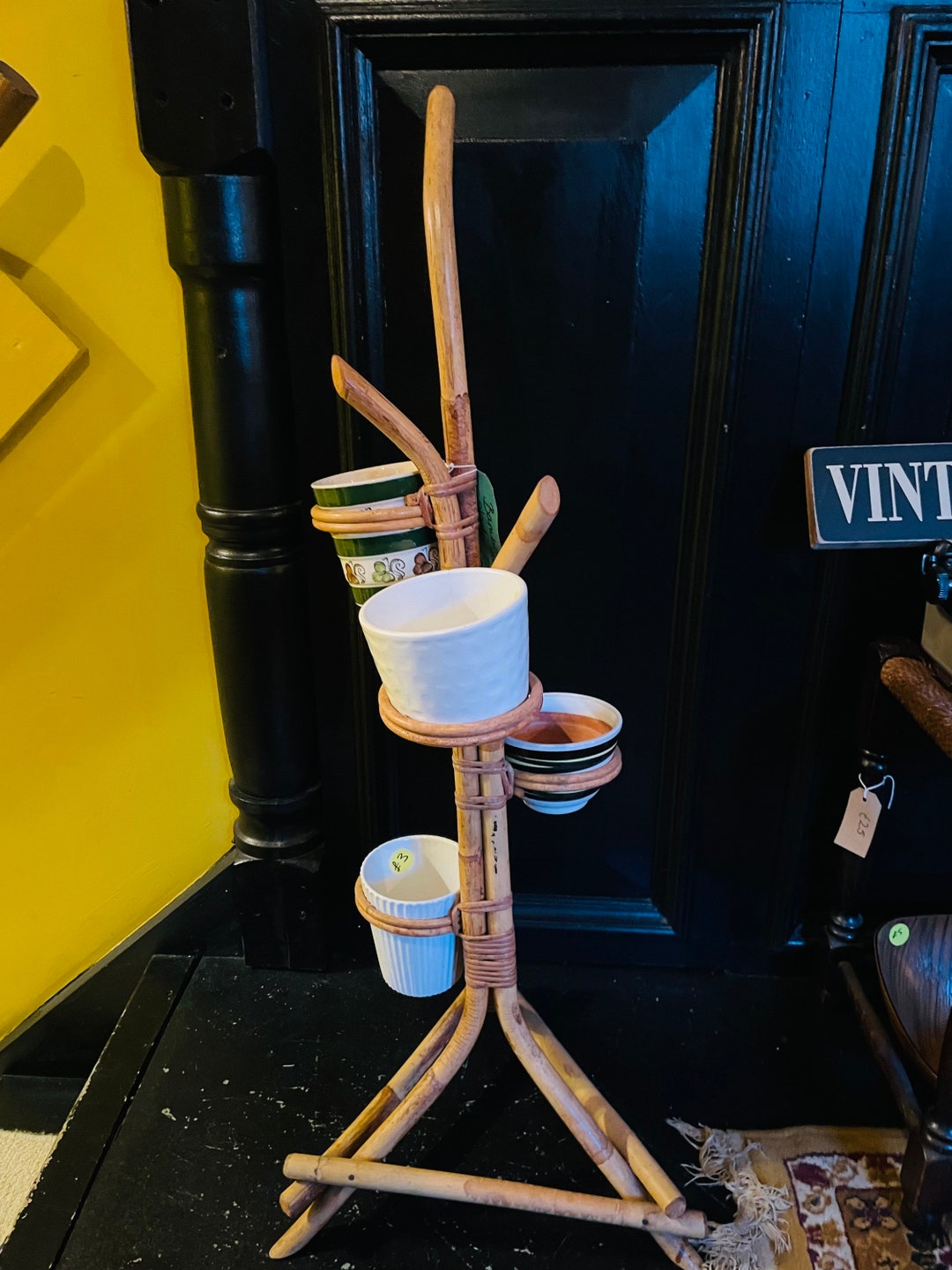 Beautiful Bamboo Cane Plant Stand in Great Vintage Condition Etsy