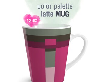 Color Palette Latte Mug: Modern Geometric Art, 12oz Ceramic