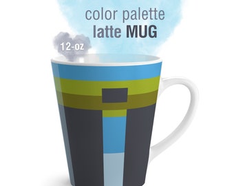 Color Palette Latte Mug: Modern Geometric Art, 12oz Ceramic