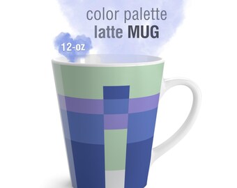 Blue Hydrangea Color Palette Latte Mug: Modern Art Coffee Mug (12oz)