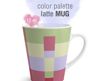 Color Palette Latte Mug: Modern Geometric Art, 12oz Ceramic