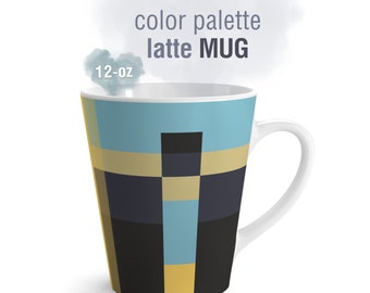 Color Palette Latte Mug: Modern Striped Ceramic Mug (12oz)