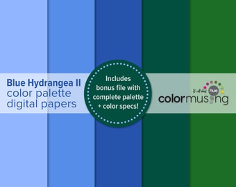 Blue Hydrangea Digital Papers: Color Palette Set (Digital Download)