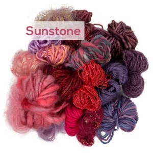 NEW COLORWAY! Petite Scraplets yarn mini-ball collection in Sunstone, luxury/novelty/metallics for embellishments & more!