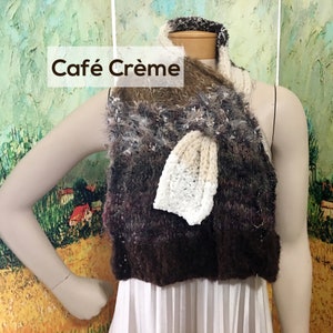 Scraplet Skeins Keyhole Scarf Hand-knitted Sample in Café Creme