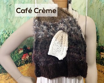 Scraplet Skeins Keyhole Scarf Hand-knitted Sample in Café Creme