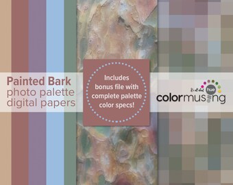 Digital Photo Palette Pack in "Painted Bark”, soft earthy shades, includes 1 hi-res photo, plus palette & mosaic files, AND color specs!