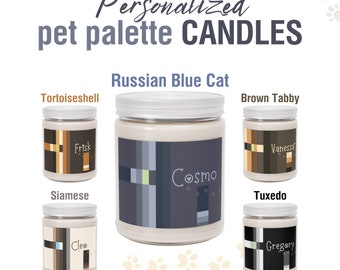 Personalized Cat Color Palette Candle: Soy Wax Pet Memorial Gift