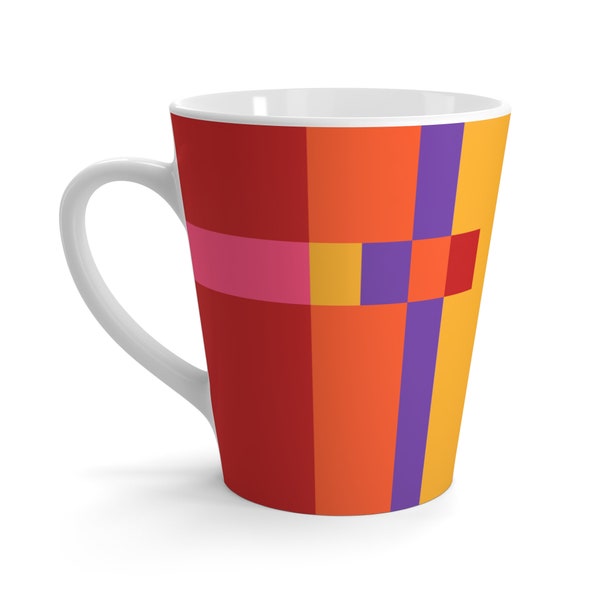 Color Palette Latte Mug, 12oz, ceramic mug, color palette, striped mug, color block mug, geometric mug, modern art mug, bright colors gift