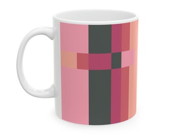 Rose du Mariage Mug: Color Palette Striped Ceramic Mug (11oz)