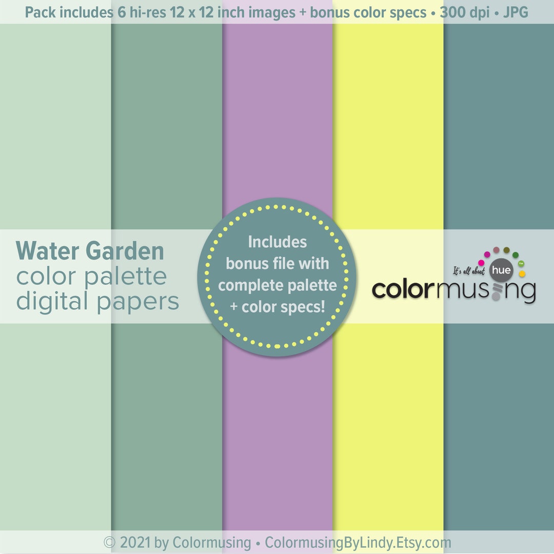 Digital Papers in Colormusing Palettes water Garden Etsy