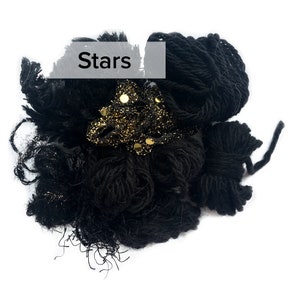 Scraplettes yarn pieces in Stars, luxury/novelty yarns up to 2 yds. long for weaving, paper crafts, embellishments & more!