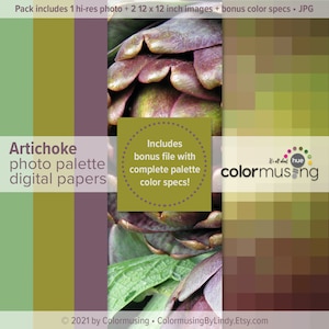 Paleta fotográfica Alcachofa: Paquete de papel digital (Descarga digital)