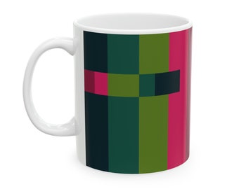 Color Palette Striped Mug: Rose et Colibri Design, 11oz Ceramic
