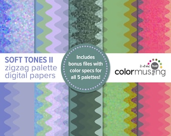 NEW! ZigZag Palette Pack! "Soft Tones II” set with 10 hi-res files (5 palettes in original and confetti versions) AND color specs for all 5!