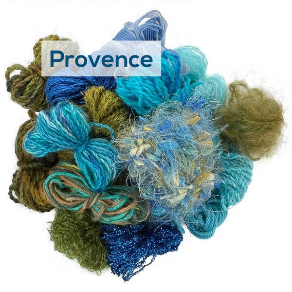 NEW COLORWAY! Petite Scraplets yarn mini-ball collection in Provence, luxury/novelty/metallics for embellishments & more!