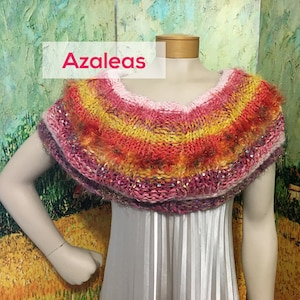 NEW! Reversible Scraplet Skeins Loop Scarf/Capelet Hand-knitted Samples in 3 pink/gold/green colorways - OOAK gifts!