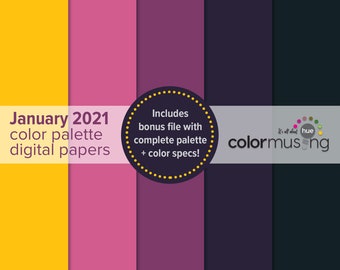 Januari 2021 kleurenpalet digitaal papier: 12 x 12 (digitale download)