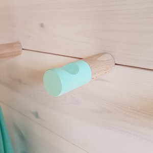 Mint Wall Hook/Set Of 5/Wooden Towel Hook/ Modern Wooden Hook/Coat Rack/Minimalistic Hangers/Beech Wood/Home Decor/Kitchen Hook
