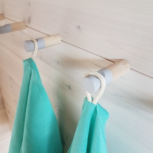Light Grey Wall Hook/Set Of 5/Wooden Towel Hook/ Modern Wooden Hook/Coat Rack/Minimalistic Hangers/Beech Wood/Home Decor/Kitchen Hook