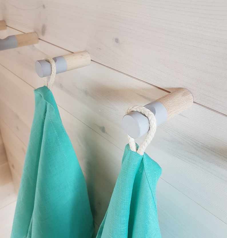 Light Grey Wall Hook/set of 5/wooden Towel Hook/ Modern Wooden Hook