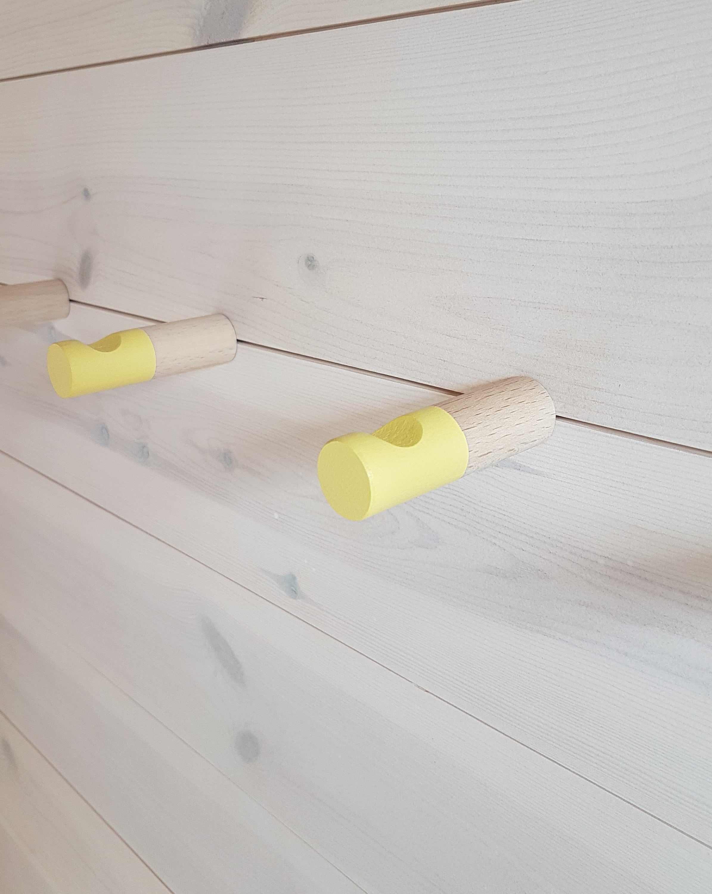Yellow Wall Hook/Set Of 5/Wooden Towel Hook/ Modern Wooden Hook/Coat Rack/Minimalistic Hangers/Beech Wood/Home Decor/Kitchen Hook