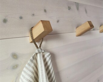 Kleiderhaken, Holzhaken, Handtuchhaken, Wandhalter, Garderobenhaken, Handtuchhaken aus Holz, Handgefertigte Haken, 3er-Set, Haken aus massivem Eschenholz, Kleiderbügel