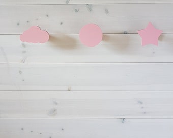 Set of 3 Hooks Star Cloud Circle/Wooden Nursery Hook/ Kids Room Wooden Hook/Rack/Hangers/Home Decor/Baby Hanger/Children Wall Decor