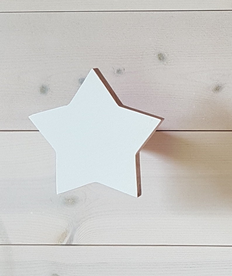 Wooden Hook, Wooden Wall Hook, Coat Hook, White Star Hook, Hat Rack, Nursery Hook, Wall Hooks For Kids Room, Wooden Wall Hangers image 1