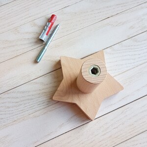 Wooden Hook, Wooden Wall Hook, Coat Hook, White Star Hook, Hat Rack, Nursery Hook, Wall Hooks For Kids Room, Wooden Wall Hangers image 3